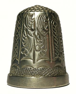Unknown Maker Beautifully Engraved Sterling Silver Thimble W/all Over Designs