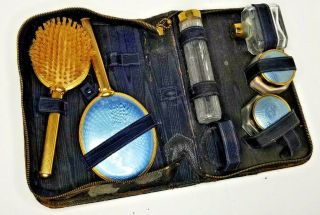 Vintage Leather Travel Grooming Kit