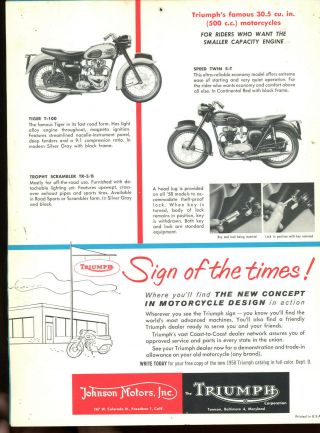 Motorcycle brochure - 1958 Triumph 2