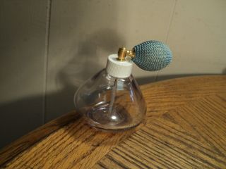 Vintage Clear Glass Perfume Bottle W/ Pump Sprayer Mister - 2 - 3/4 " Dia.  Austria