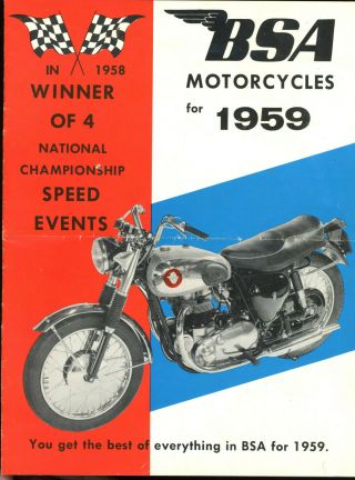 Motorcycle Brochure - Bsa - 1959 Bsa Motorcycles