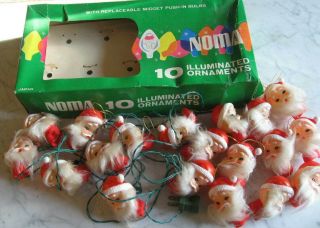 Ho,  Ho,  Hope You Like Adorable Vtg Santa Claus Christmas Lights Noma•19 Santas