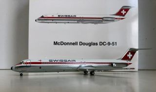 Swissair Douglas Dc - 9 - 51 Hb - Ist 1970s Colors 1/200 Scale Diecast Inflight/b