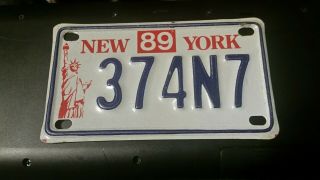 York 1989 Motorcycle License Plate Statue Of Liberty Ny 37497