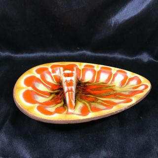 Vintage 1963 Treasure Craft Ceramic Ashtray Atomic Orange