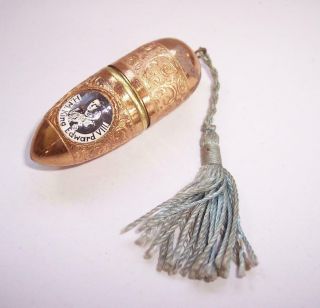 Vintage Brass Sewing Etui/needle Case - Acorn Shape - King Edward Viii Souvenir
