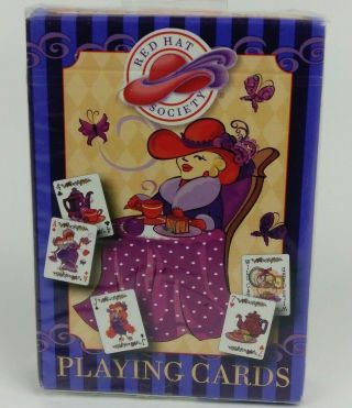 Red Hat Society Bridge Playing Cards Chic Whimsy Bicycle Novelty Deck