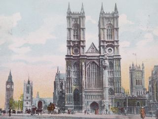 Vintage Postcard - Westminster Abby & Big Ben.  With Stamp (227)