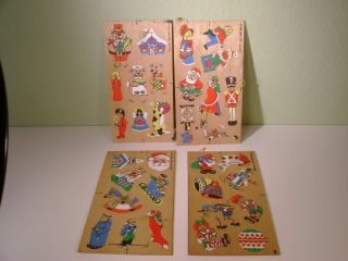 Vtg 4 Plywood Sheets Kits Of 32 Wooden Cutout Christmas Ornaments Hand Painted
