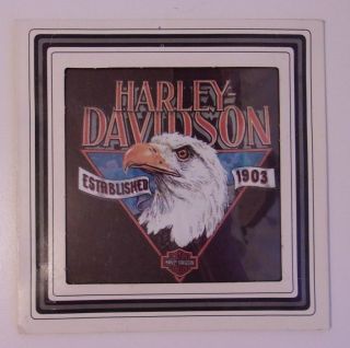 Vintage Harley Davidson Eagle Head Est 1903 Glass Cardboard Photo & Frame Fair