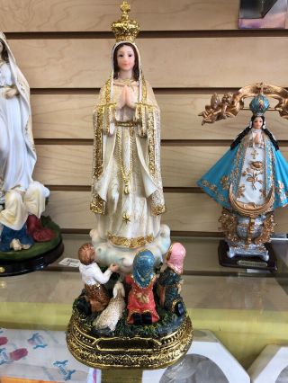 Our Lady Of Fatima Figurine Virgen De Fatima Catholic Blessed Virgin Mary 12”