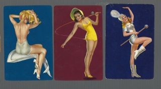 Swap Playing Cards 3 Vint Retro Ladies Chic Pin - Ups Active Beauties 105