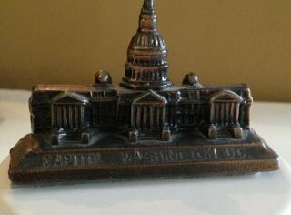 Vintage Washington Dc Us Capitol 2.  5 " H Metal Souvenir Figurine 3 5/8 " L