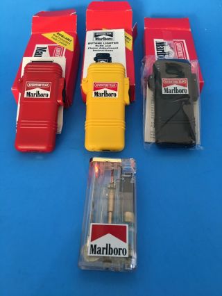 3 - 1992 Marlboro Adventure Team Butane Torch Lighters,  1 Party Lighter - Light Up