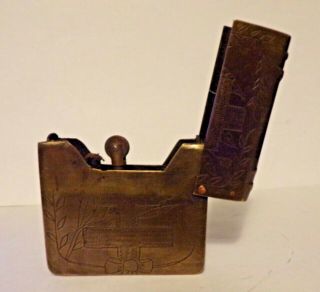 Vintage Trench Art Lighter Shaped Like A Book Wwii? Brass / Copper