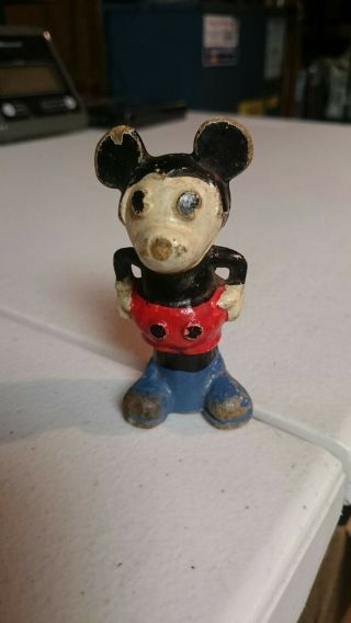 Rare Antique 1930s Disney Wood Toy Mickey Mouse Figure W.  E.  Disney