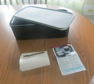 Tupperware Vintage Large Memory Mates Shutter Box Recipe File Black Grey Seal