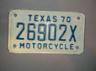 Antique Texas 1970 Motorcycle License Plate