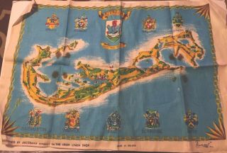 Vintage 1960’s Era Souvenir Of Bermuda Irish Linen Kitchen Towel
