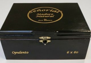 Black Wood Cigar Box.  Wowwowwow Opulento 6 X 60