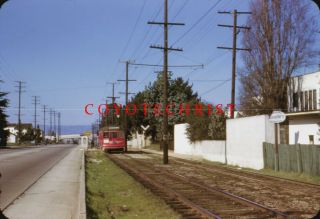 Orig Kodachrome 35mm Slide Pacific Electric Railway Streetcar Los Angeles 1940s