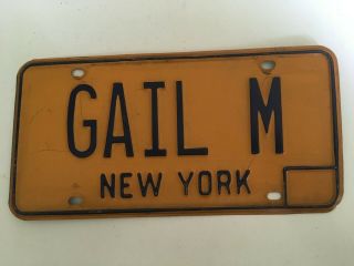 Vanity License Plate Gail M Vintage York 1970 