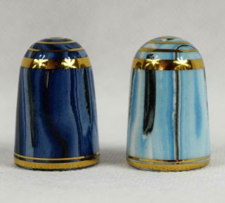 2 X Tony Bouchet Agateware Sewing Thimbles Issue No.  5 & 6 Collectors Guild