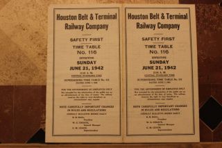 Hbt - Houston Belt & Terminal Railway Co.  Ett 116 June 21,  1942 - - Rare - N