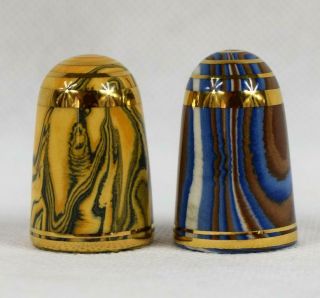 2 X Tony Bouchet Agateware Sewing Thimbles Issue No 13 & 14 Collectors Guild