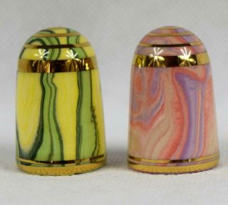 2 X Tony Bouchet Agateware Sewing Thimbles Issue No 17 & 18 Collectors Guild
