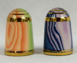 2 X Tony Bouchet Agateware Sewing Thimbles Issue No 15 & 16 Collectors Guild