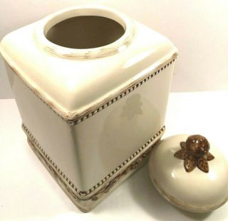HANDMADE AND PAINTED FOR NONNIS BISCOTTI JAR - Cream/Brown 4