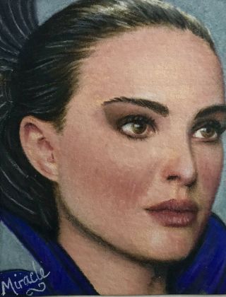 Aceo 1/1 Star Wars Padme Natalie Portman Phantom Men Sketchcard Art
