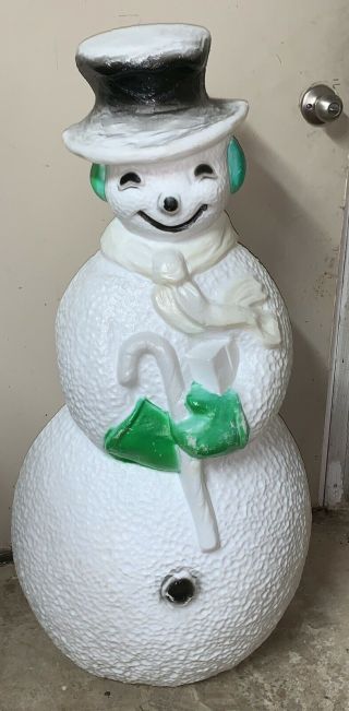 Blow Mold 40 " Large Lighted Snowman Candy Cane Union Products Dimpled Plastic