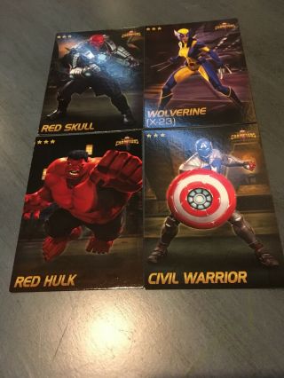 Marvel Arcade Game Cards Contest Champions 4 - Rare Cards Red Hulk,  3 More Busters
