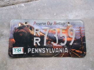 Pennsylvania Preserve Our Heritage Train License Plate 7359