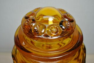 VINTAGE L.  E.  SMITH SET OF (3) AMBER CANISTER JARS MOON & STARS GROUND LID & RIMS 3