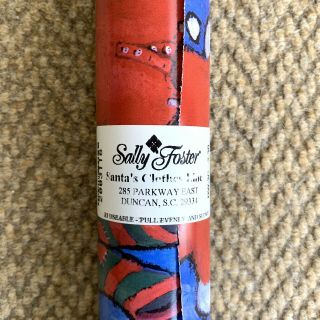 Sally Foster Santas Clothes Line Christmas Gift Wrap Roll Discontinued Euc