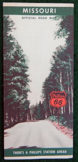 1946 Vintage Phillips 66 Gas & Oil Service Station Missouri Road Map