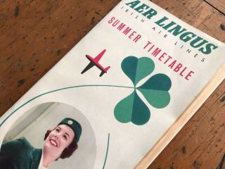 Aer Lingus Summer Timetable 1957 Airplane Air Airline Irish Ephemera