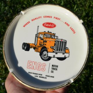 Rare Vintage Ceramic Peterbilt Motors Company Semi Truck Ash Tray Ashtray