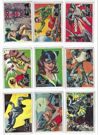 (9) Rare 1966 Batman Black Bat Vintage Cards.  No Dupes