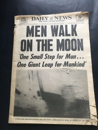 Rare Complete July 21 1969 Men Walk On The Moon Landing Ny Daily News Newspaper