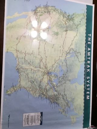 Vintage Train Poster Amtrak System Map Service 25x40