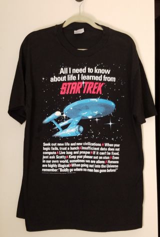 Vintage All I Need To Know About Life I Learned From Star Trek 1994 T - Shirt Xl