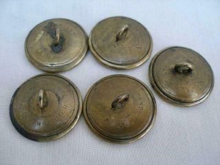 Five Antique Hunting Related Brass Buttons Marked Extra Rich Treble Standard. 5