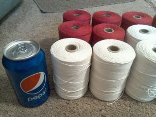 12 Spools Of Warp Thread For Weaving Loom White Red/Maroon 2