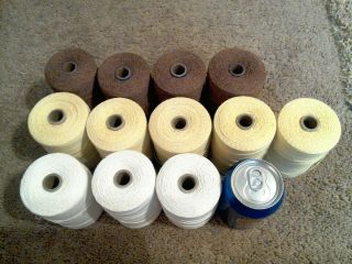 12 Spools Of Warp Thread For Weaving Loom Yellow/cream Brown White