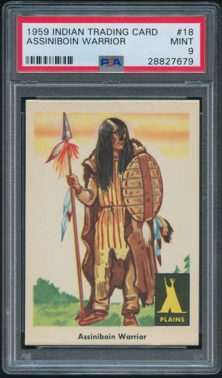 1959 Indian Trading Card 18 Assiniboin Warrior Psa 9