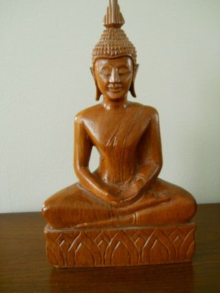 Vintage Chinese/thai Hand Carved Wood Sitting Meditation Buddha Statue